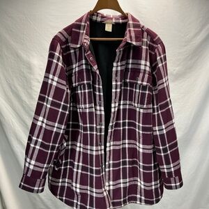 Duluth Trading Co Burgundy Plaid Shirt Jacket